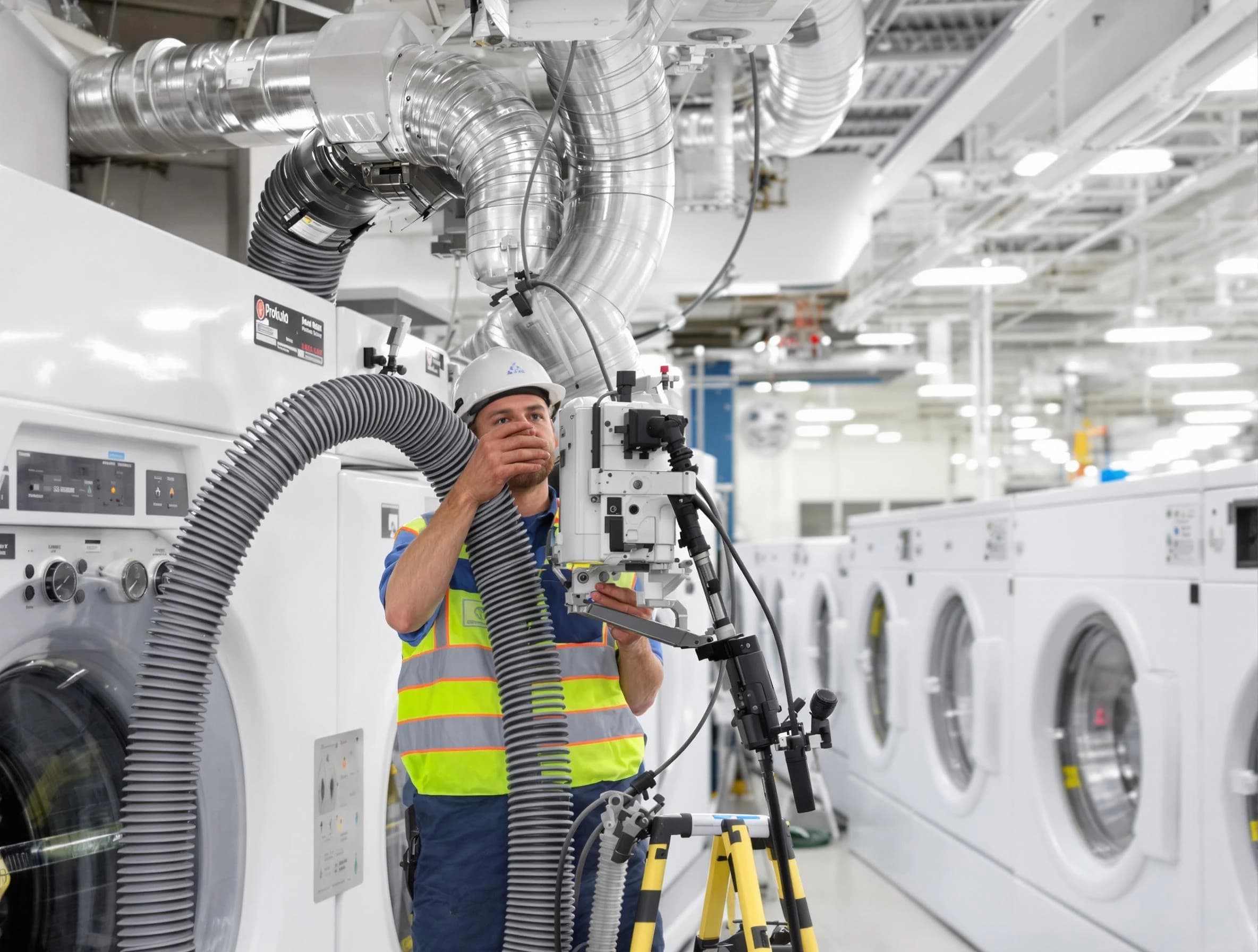 Villa Rica Dryer Vent Cleaning team performing commercial-grade dryer vent cleaning at a business facility in Villa Rica