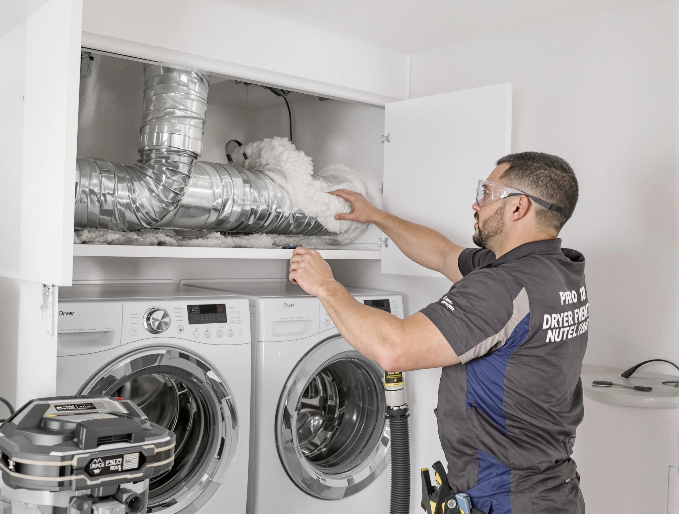 Villa Rica Dryer Vent Cleaning certified technician performing specialized gas dryer vent cleaning in Villa Rica