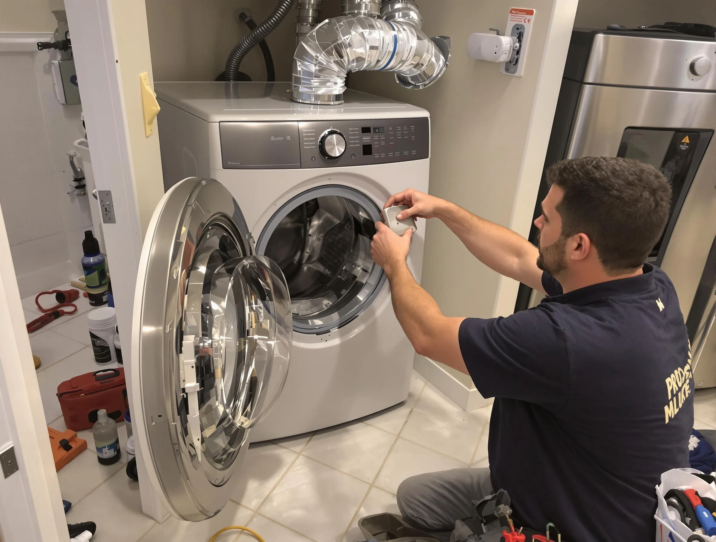 Villa Rica Dryer Vent Cleaning technician performing precise dryer vent hose installation in Villa Rica